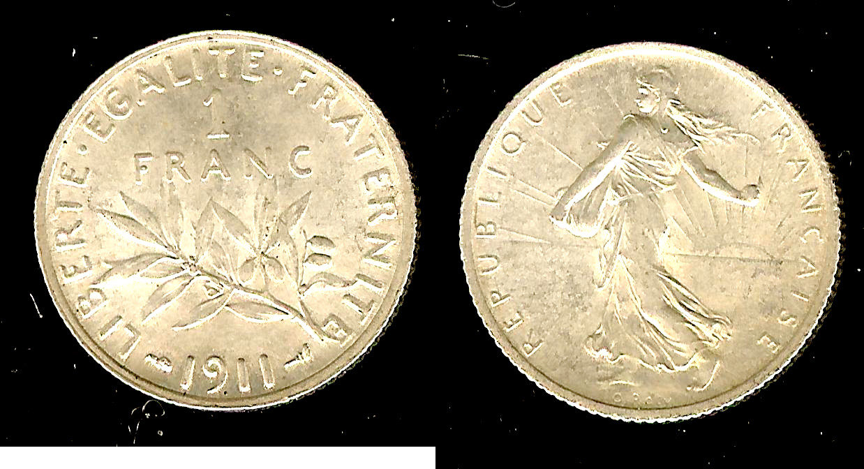 1 franc Semeuse 1911 Paris SPL